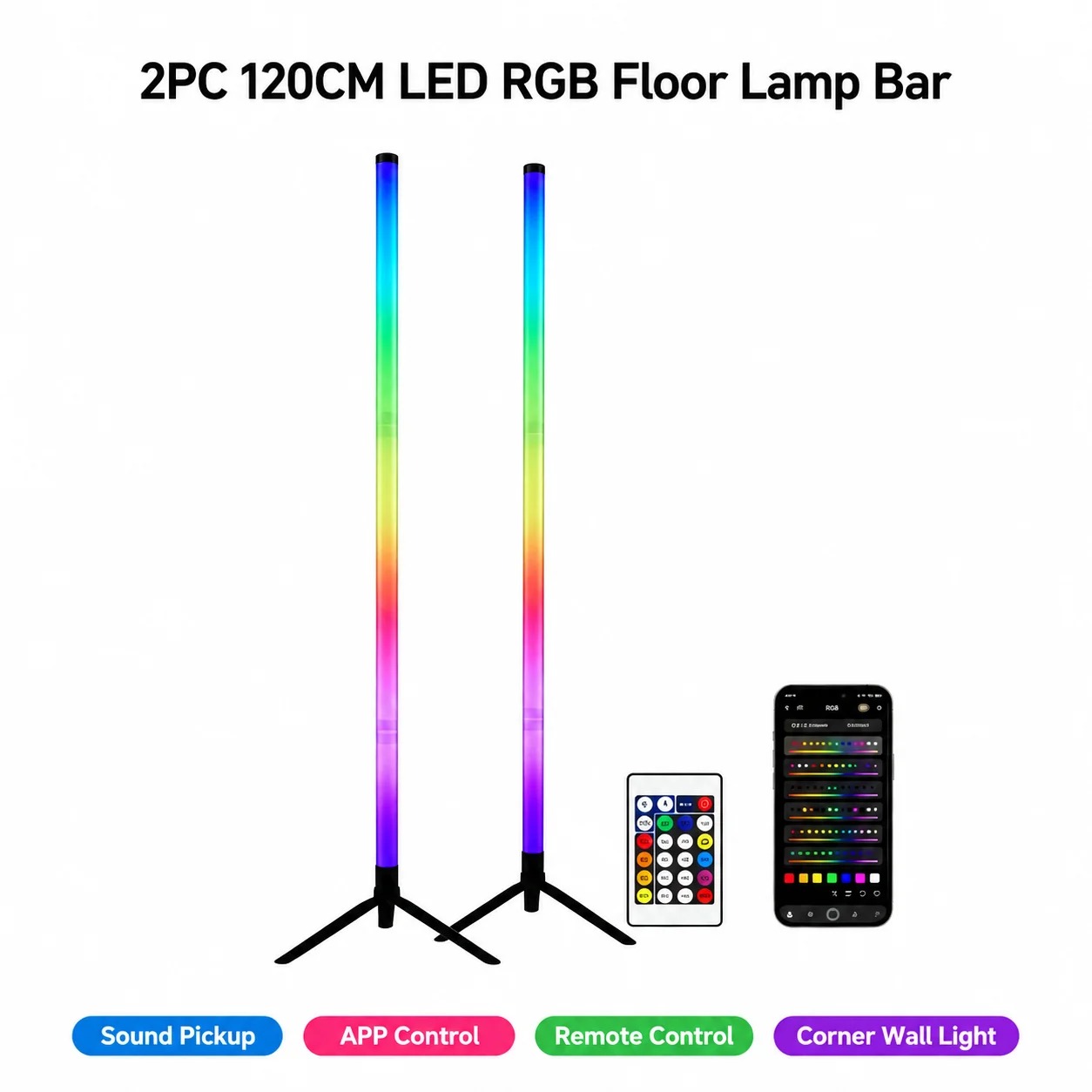 2PCS 120CM RGB Floor Lamp, Sou - Rgb Light Strip review and price
